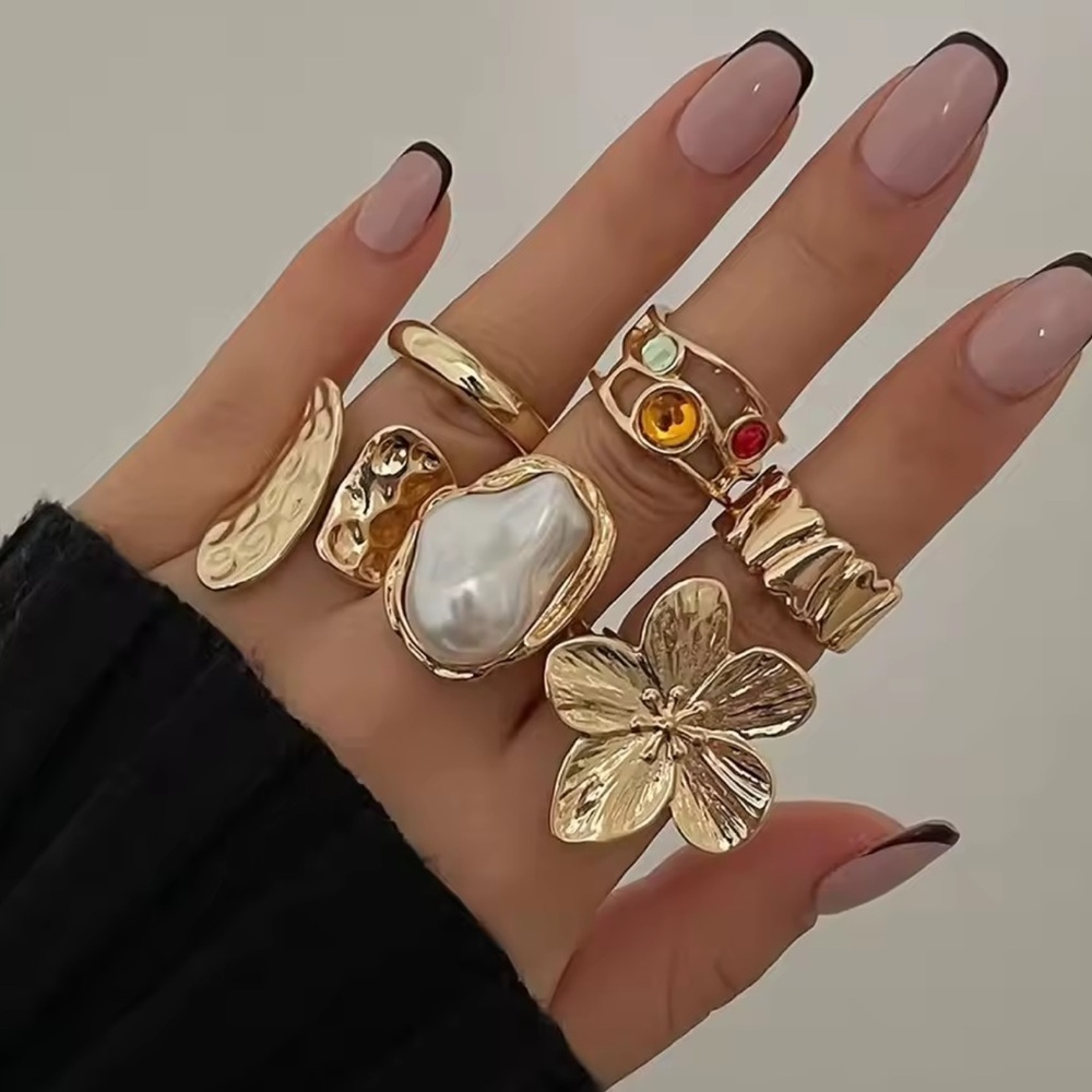 Golden Goddess Boho Luxe Gold 6 Piece Ring Set - Picture 8 of 14